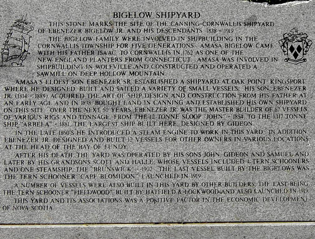 Ebenezer Bigelow shipyard monument