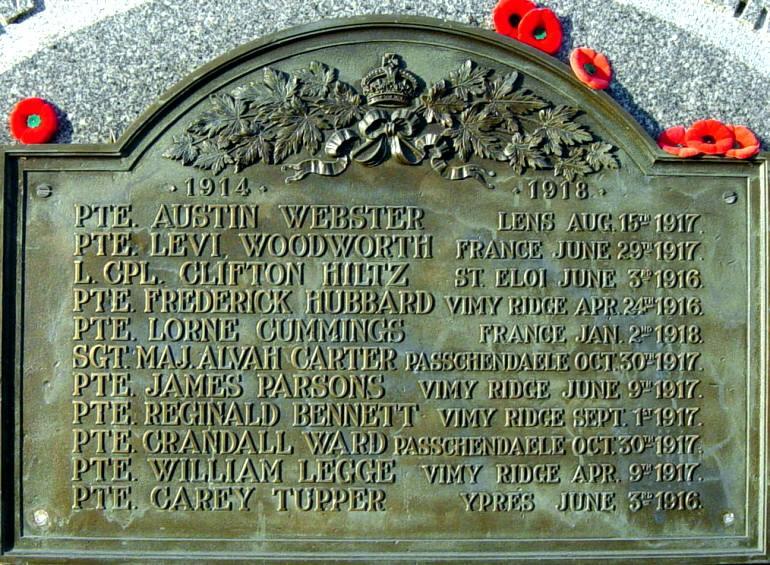 Canning: war memorial monument, 1914-18 plaque