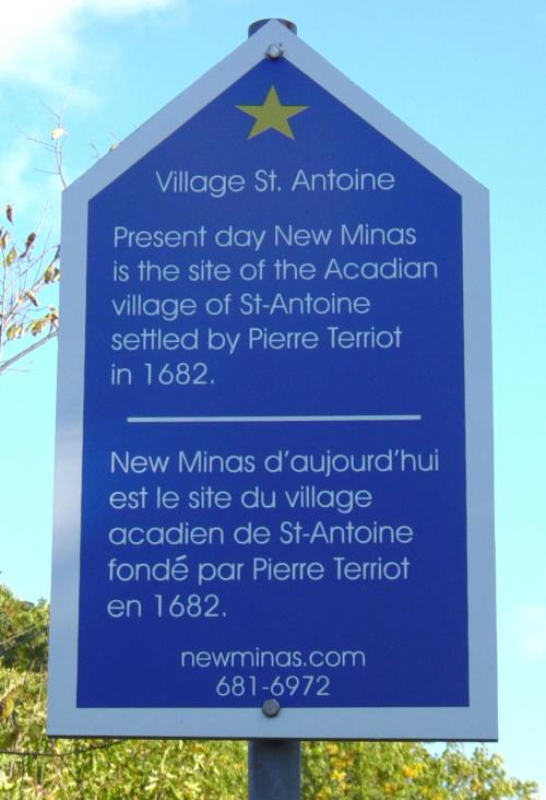 New Minas: Historic signs, St. Antoine 1682