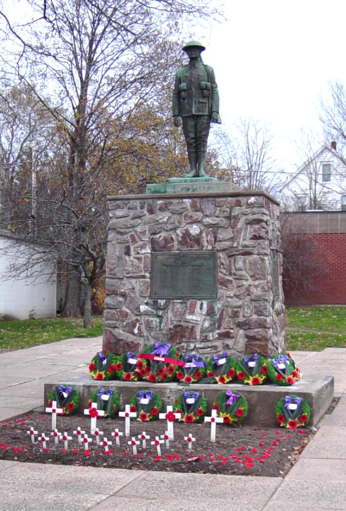 Wolfville war memorial after Rememberance Day 2005