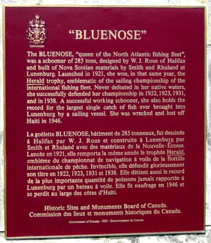 Lunenburg: Schooner Bluenose plaque