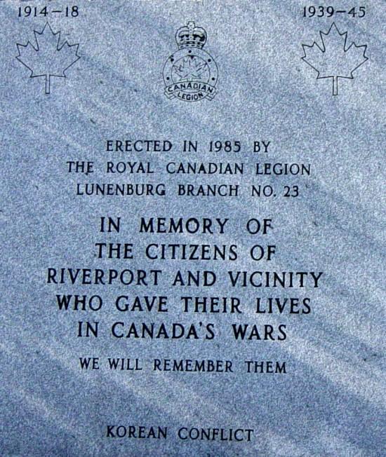 Riverport: war memorial monument