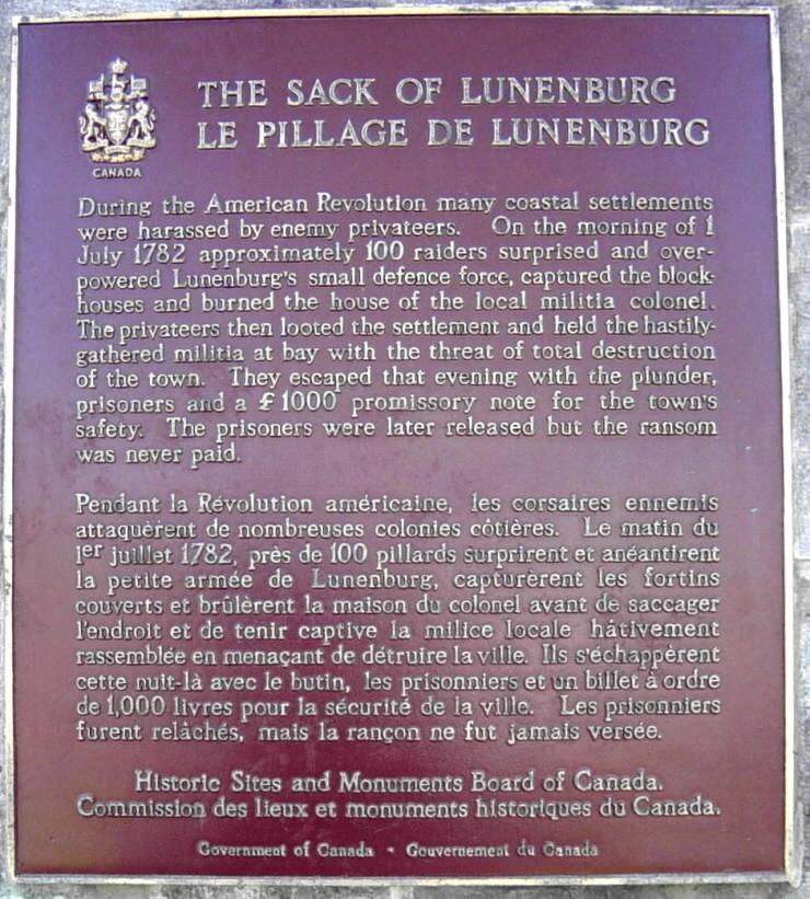 Sack of Lunenburg plaque