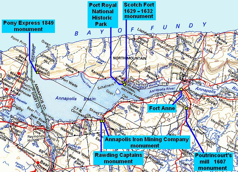 Clementsport: map showing Rawding Captains monument location