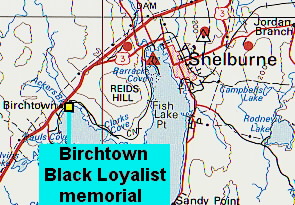 Location map: Black Loyalists Memorial, Birchtown