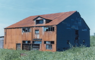 Remains of the transmitter building at Marconi Towers, circa 1995, Cape Breton Island, Nova Scotia