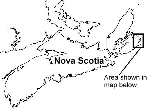 Outline map of Nova Scotia
