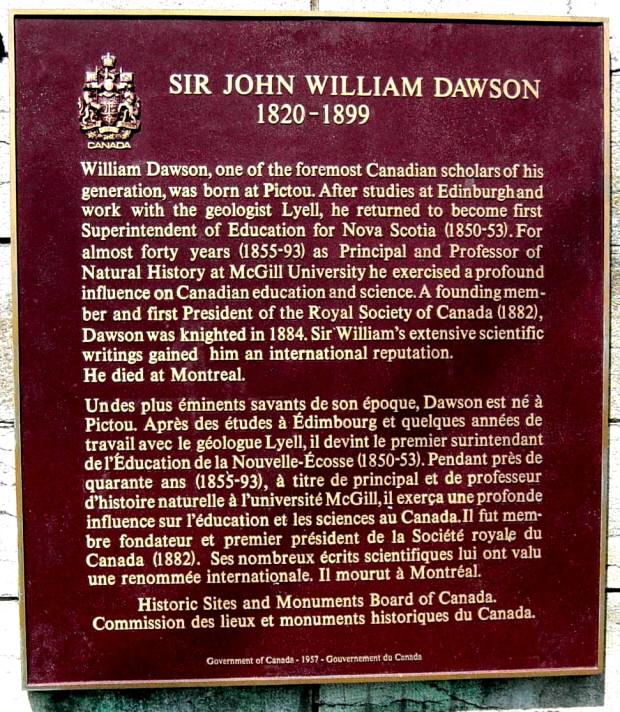 Pictou: Sir John William Dawson plaque