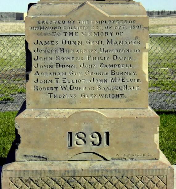 Westville: Miners Memorial 1891, west face