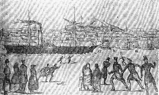 Cunard ship America entering Halifax Harbour, February 1859