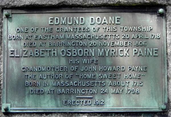 Barrington: Edmund Doane plaque