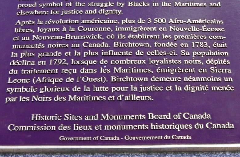Black Loyalists Memorial, Birchtown: plaque, lower half