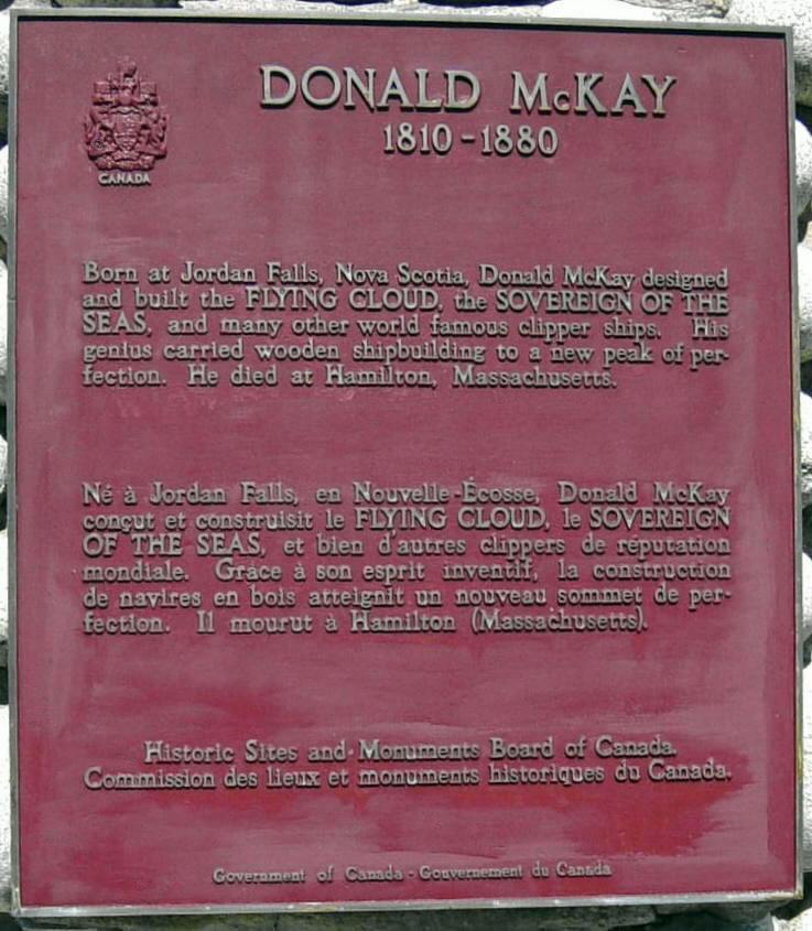 Donald McKay memorial, Jordan Falls: plaque on south face
