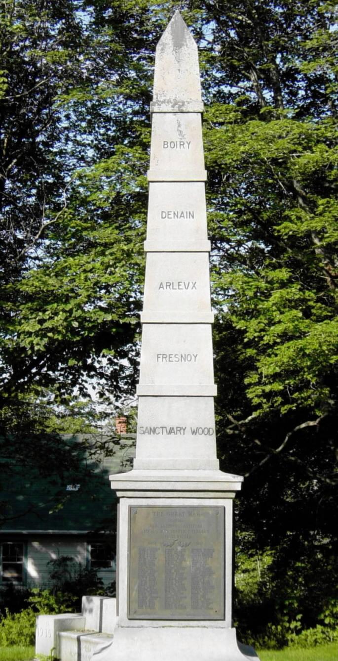 War memorial monument, Shelburne: east face
