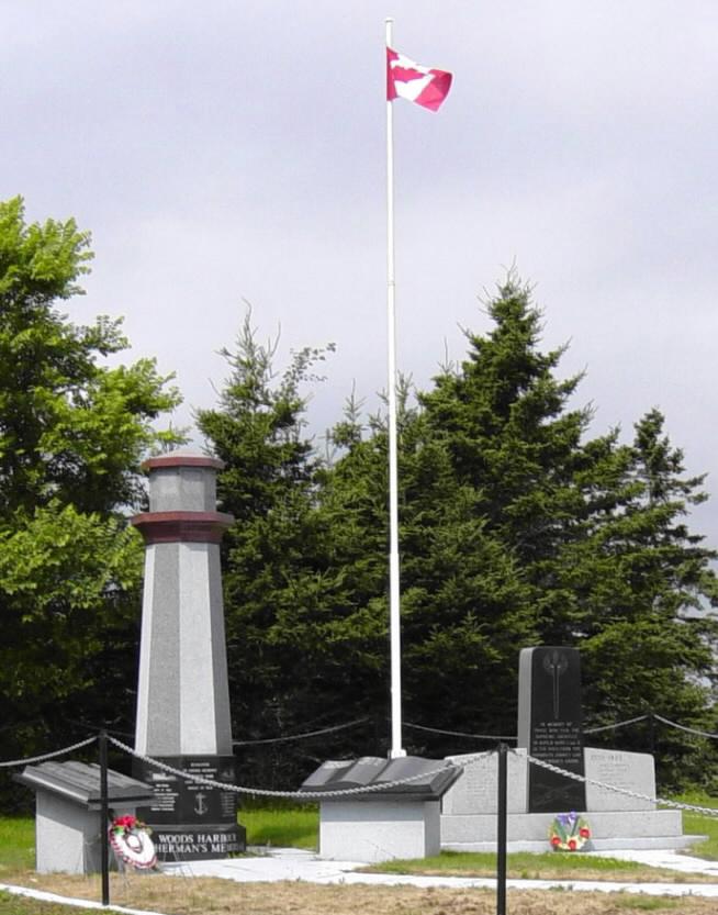 Woods Harbour: fisherman's memorial with war memorial