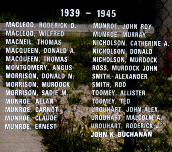 Indian Brook war memorial monument