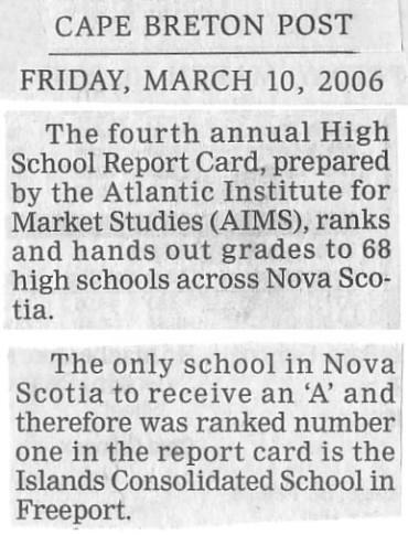 2006 - Islands Consolidated School: best-rated high school