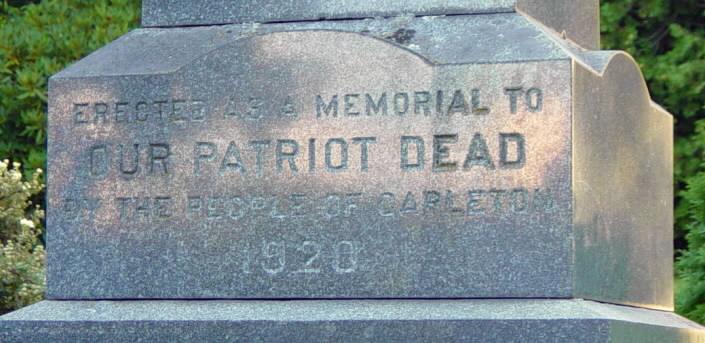 Carleton: war memorial, south face base