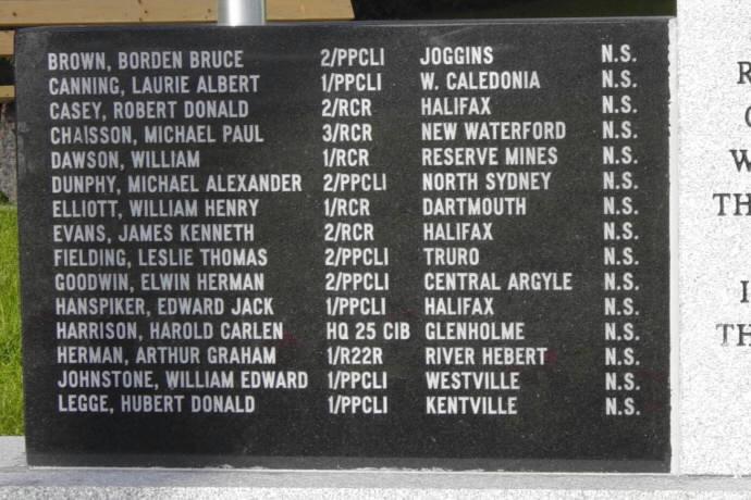Yarmouth: Korean War memorial, left side panel