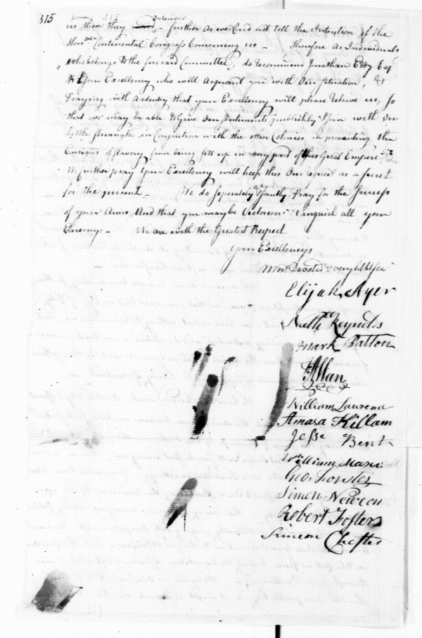 February 8th, 1776: Page 2 of petition, in low resolution