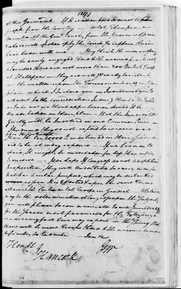 January 13th, 1776: Last page of letter, in low resolution