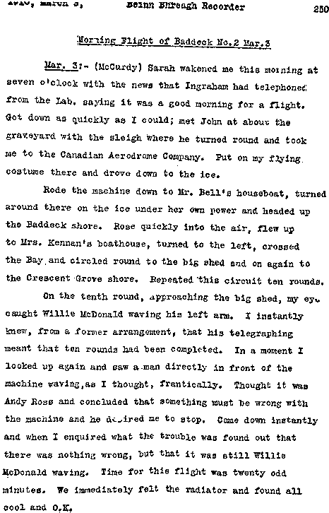 March 3rd, 1910: Beinn Bhreagh Recorder, volume 3, page 250