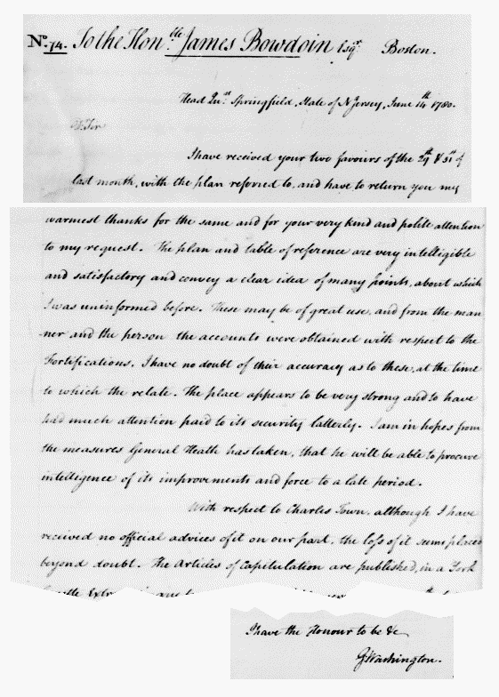 June 14, 1780: Letter, George Washington to James Bowdoin
