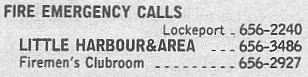 Telephone numbers for reporting fires in the Lockeport vicinity, in 1991