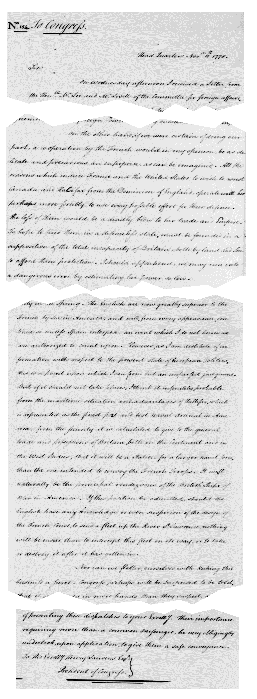 November 11, 1778: G. Washington's letter to the Continental Congress