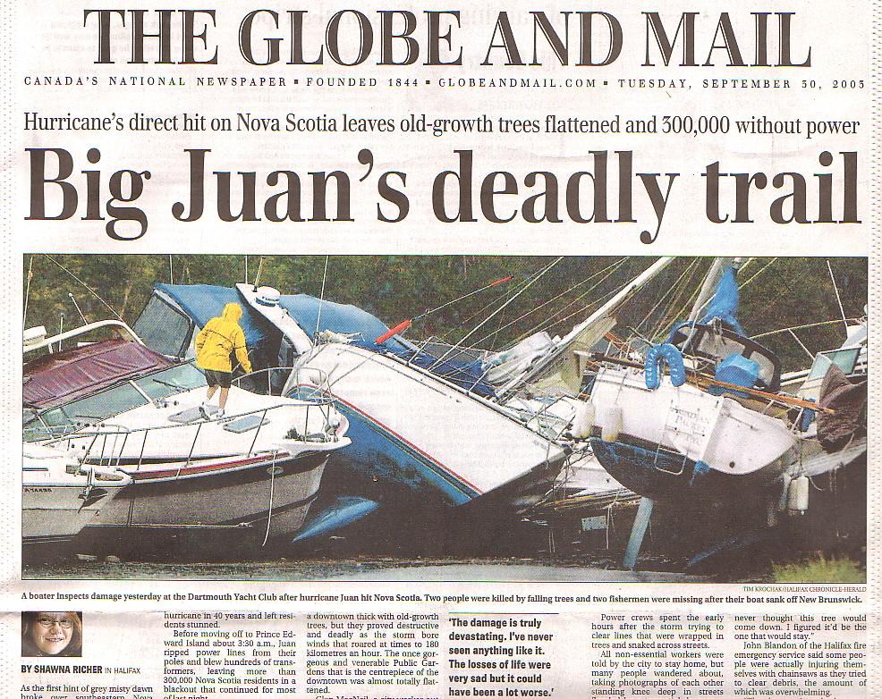 Globe and Mail front page, 30 September 2003