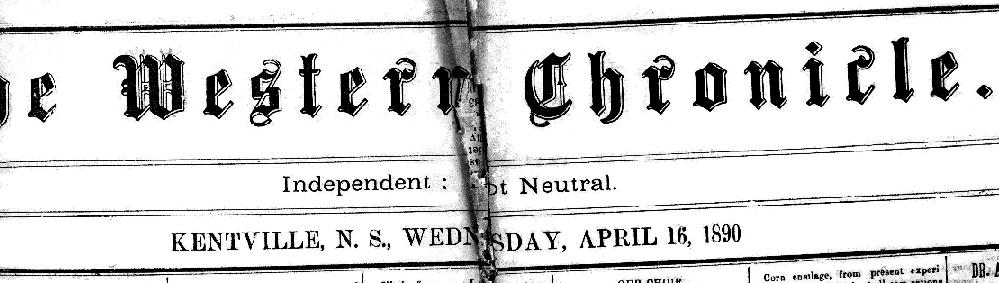 Banner of The Western Chronicle, Kentville, April 1890