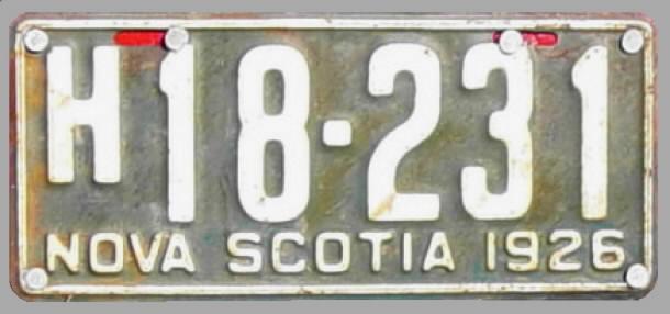 Nova Scotia licence plate, 1926