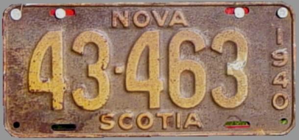 Nova Scotia licence plate, 1940