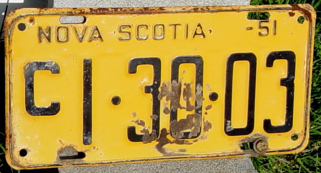 Nova Scotia licence plate, 1951
