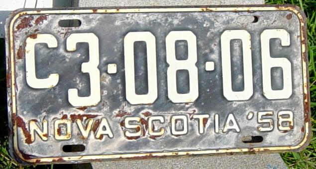 Nova Scotia licence plate, 1958