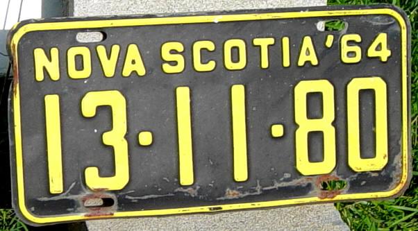 Nova Scotia licence plate, 1964