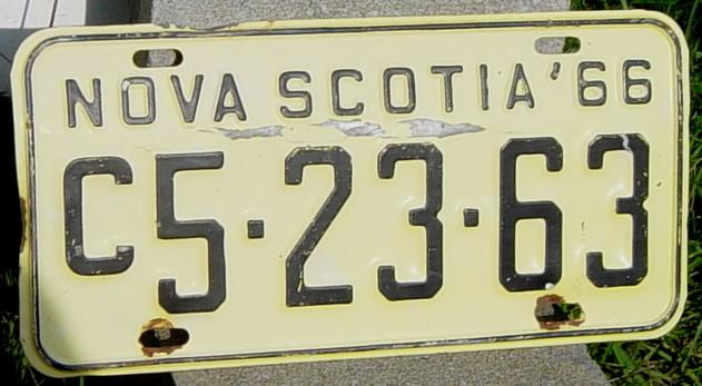 Nova Scotia licence plate, 1966