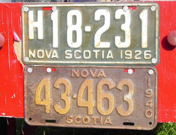 Nova Scotia licence plates, 1926 and 1940