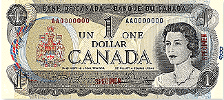 Canadian one dollar bill