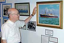 Charles Copelin looks at a painting of Vinland. The vessel was one of four steamships owned by the Markland Shipping Company.