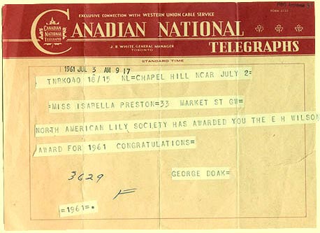 Telegraph regarding winning the E.H. Wilson award