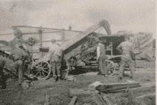 Threshing in the 1940's.  Photo courtesy of Gayle Trivers
