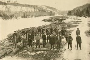 A log dump. Photo courtesy of Timber Village Museum
