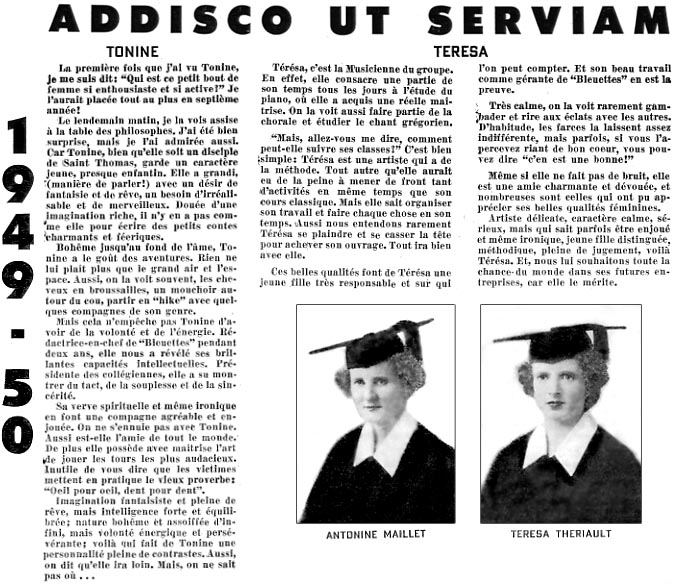 Addisco ut serviam - 1949, 1950