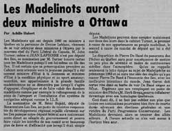 Article sur la nomination de deux ministres à Ottawa.