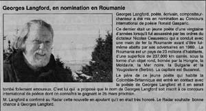Article sur la nomination de Georges Langford en Roumanie.