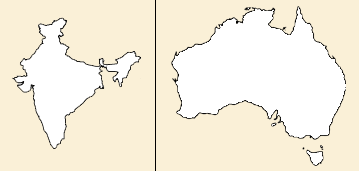 Outline maps of India and Australia
