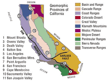Geomorphic Provinces of California