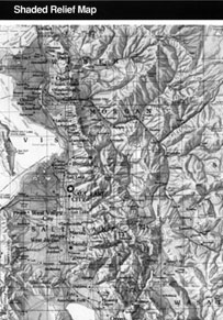 Shaded relief map