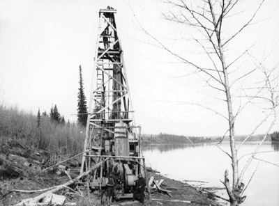 Oil drilling rig at Athabasca Landing